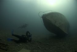 Mark taking a wreck shot.
Capernwray. 10.5mm. by Derek Haslam 